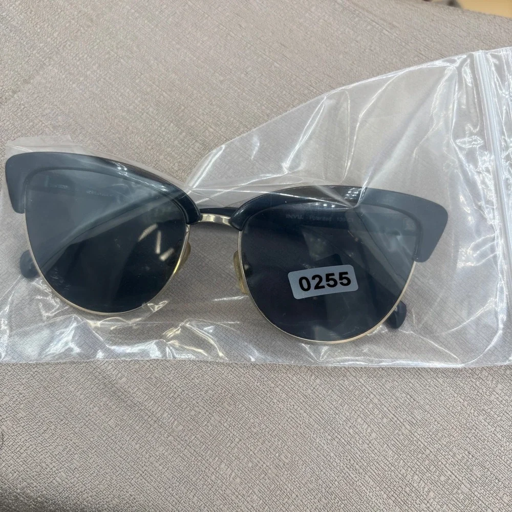 INVU Polarized Cat Eye Sunglasses Black Gold Swiss Eyewear Group 139-C1